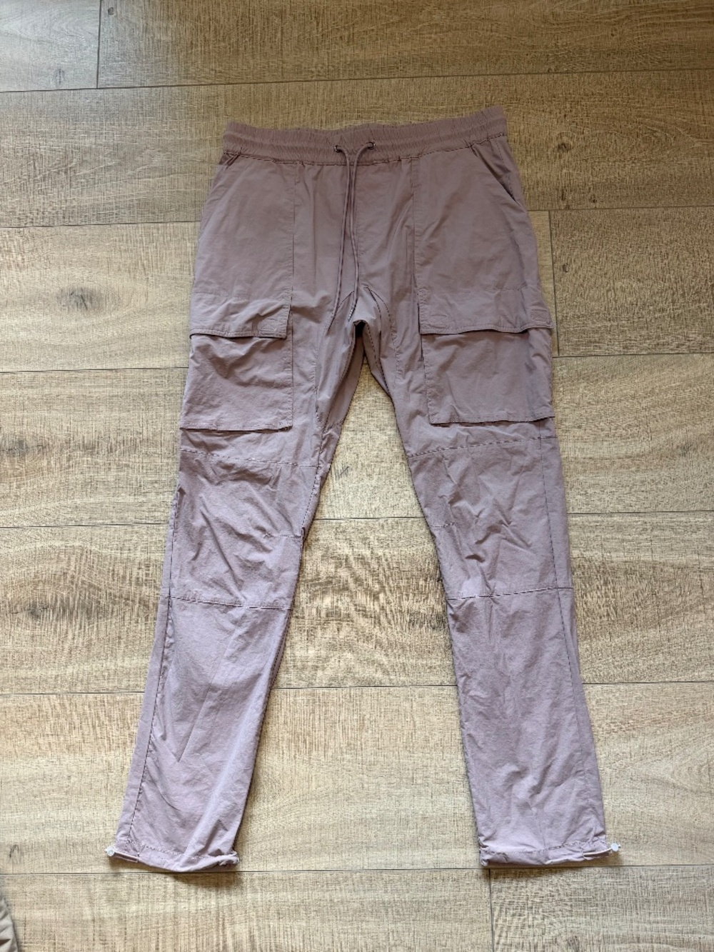 PacSun Slim Cargo Pants Mauve Taupe Tech Lightweight Drawstring Men's Large L